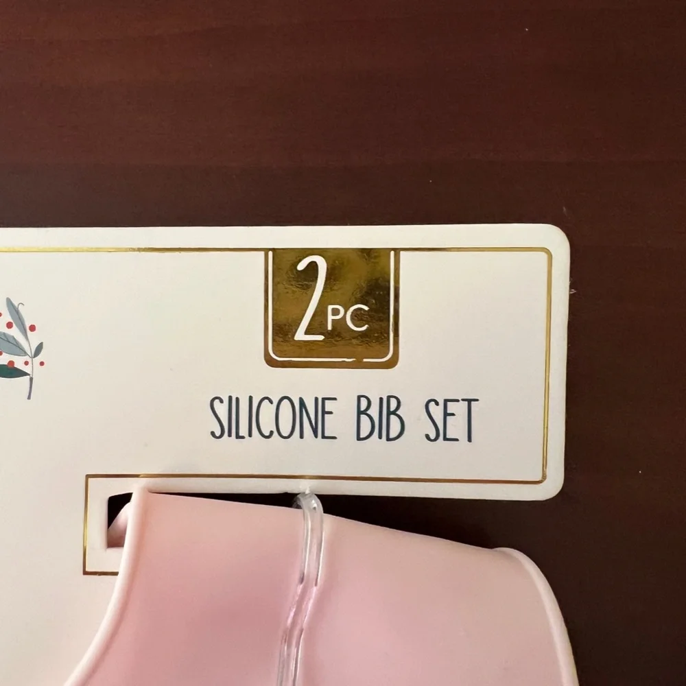 NWT Two Bibs - Sweet and Sassy Candy Cane Silicone Bib Set